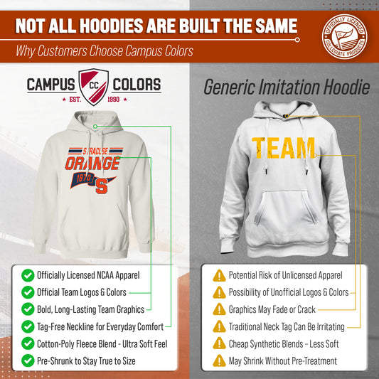 Syracuse Orange NCAA Varsity Club Pennant Hoodie Fleece Men Women - Off White