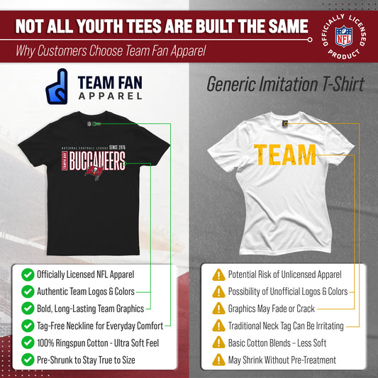 Tampa Bay Buccaneers NFL Youth Modern Endzone T-Shirt Unisex Boys Girls - Black