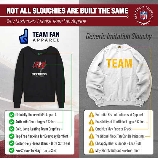 Tampa Bay Buccaneers NFL Womens Ultimate Fan French Terry Slouchy Top- Raglan Sleeves - Charcoal