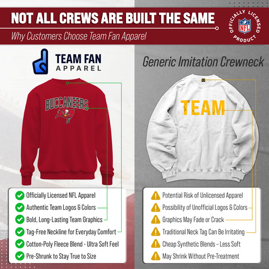 Tampa Bay Buccaneers NFL Home Team Fleece Crewneck Sweatshirt Men Women - Cardinal