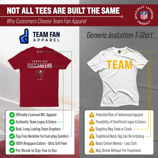 Tampa Bay Buccaneers NFL Color Block T-Shirt Men Women Official Fan Gear - Cardinal