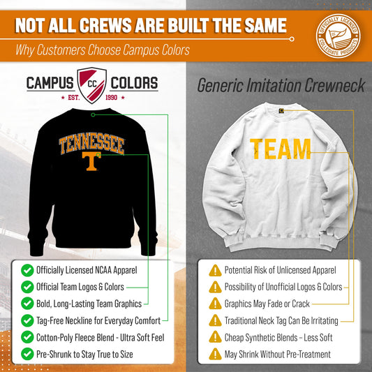 Tennessee Volunteers Fleece Crewneck Sweatshirt for Men Women Adult - Black