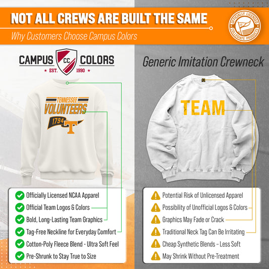 Tennessee Volunteers Varsity Pennant Crewneck Sweatshirt Men Women Fleece - Off White