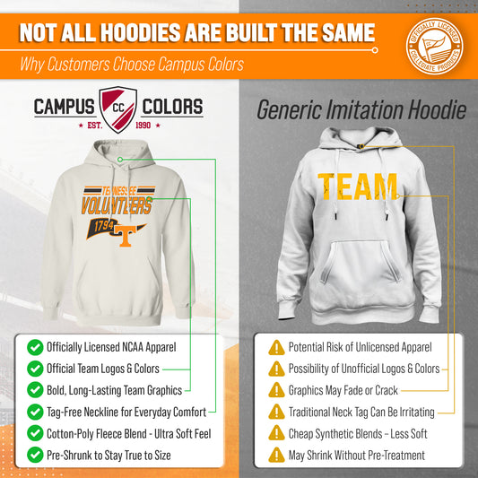 Tennessee Volunteers NCAA Varsity Club Pennant Hoodie Fleece Men Women - Off White