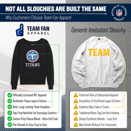 Tennessee Titans NFL Womens Ultimate Fan French Terry Slouchy Top- Raglan Sleeves - Charcoal