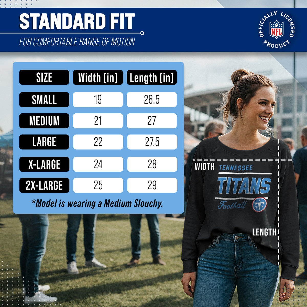 Tennessee Titans NFL Womens Crew Neck Light Weight - Black