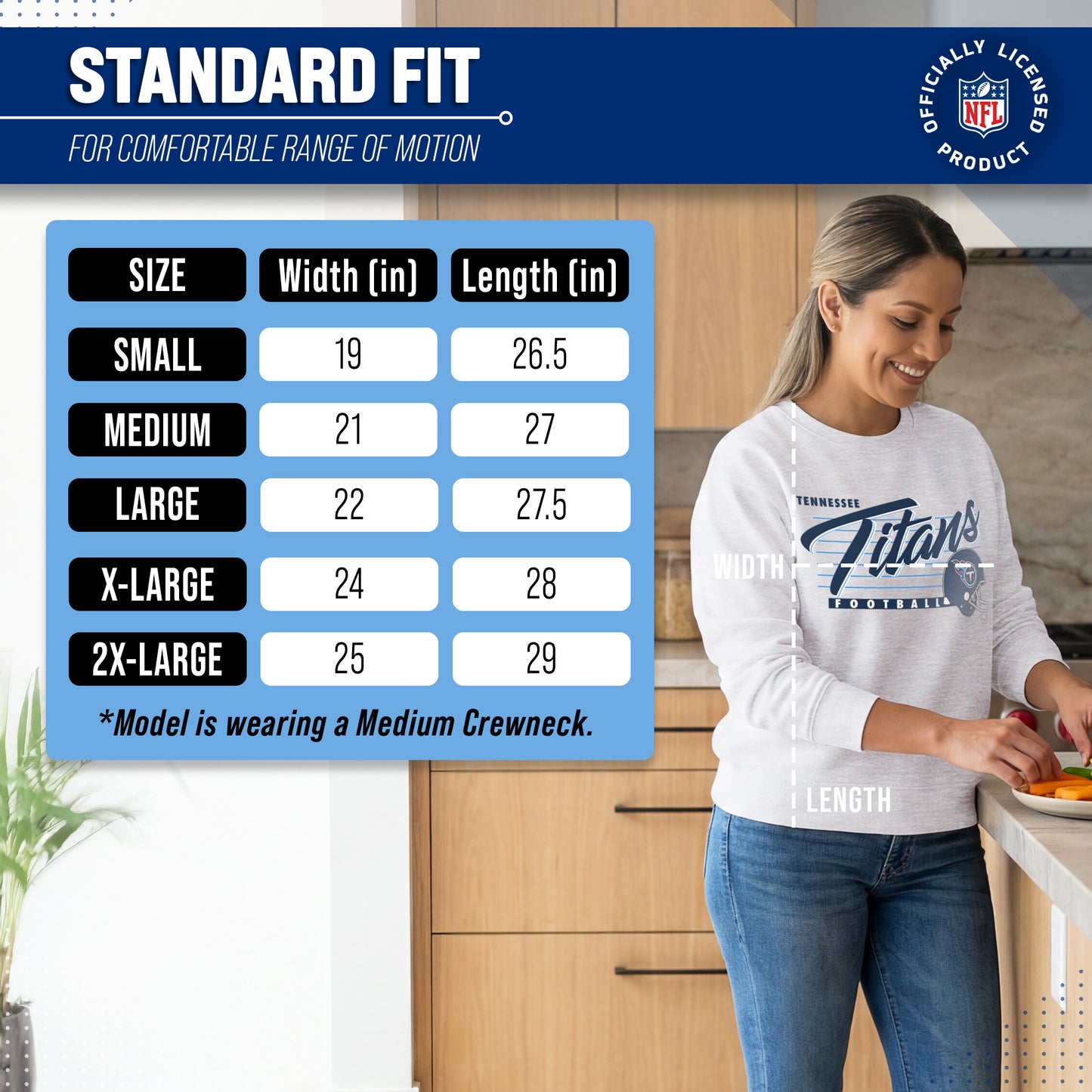 Tennessee Titans Womens NFL Scrimmage Line Crewneck Pullover - Gray Heather