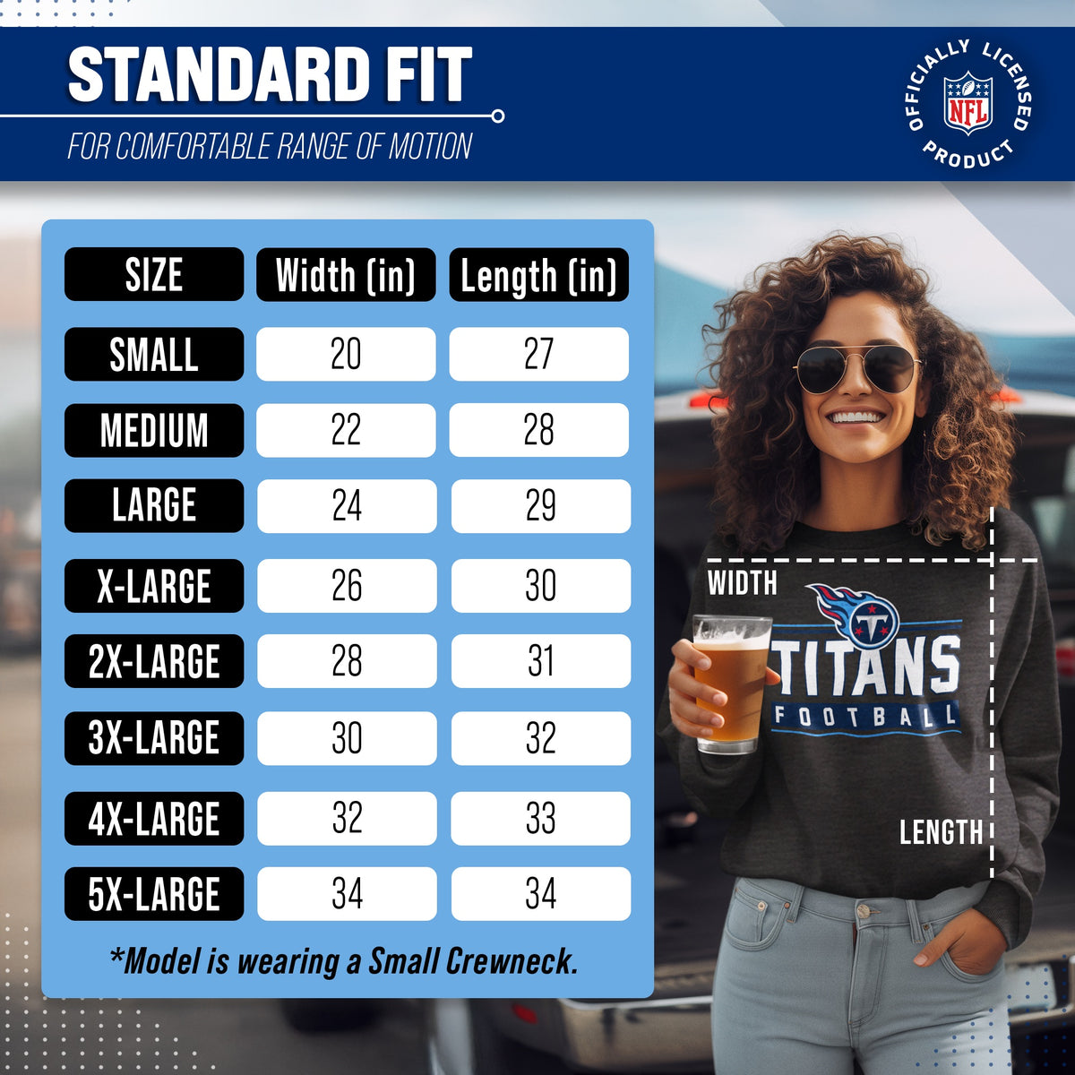 Tennessee Titans NFL Adult True Fan Crewneck Sweatshirt - Charcoal