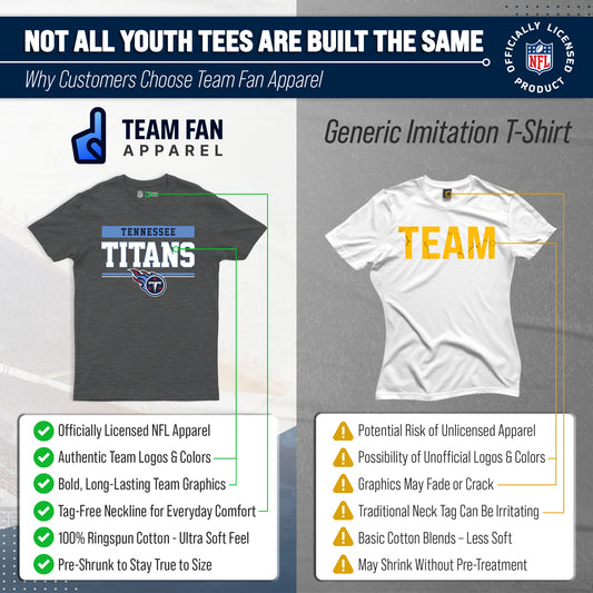 Tennessee Titans Team Block Charcoal Youth T-Shirt - Charcoal