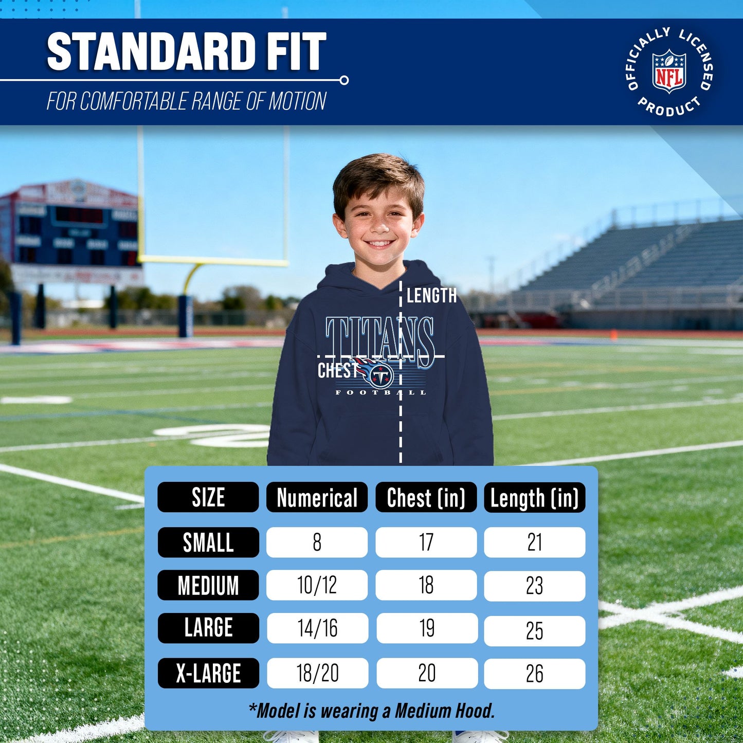 Tennessee Titans NFL Youth Overtime Blueprint Football Fleece Hooded Sweatshirt - Navy