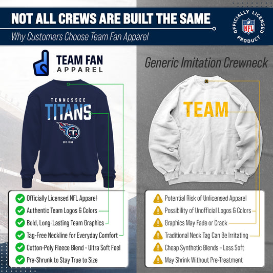 Tennessee Titans NFL Color Block Fleece Crewneck - Navy