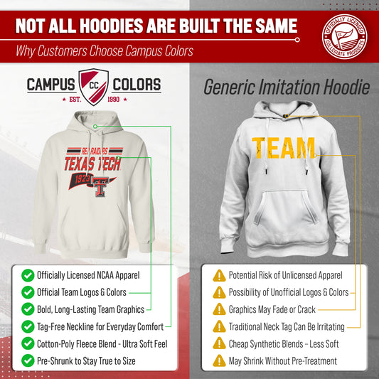 Texas Tech Red Raiders NCAA Varsity Club Pennant Hoodie Fleece Men Women - Off White