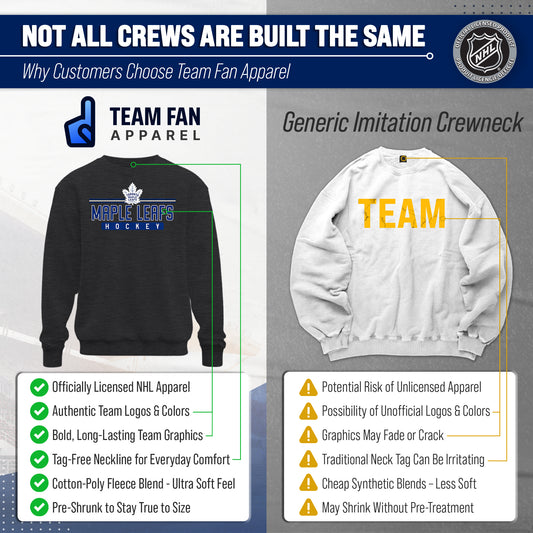 Toronto Maple Leafs NHL True Fan Fleece Crewneck Sweatshirt Men Women - Charcoal