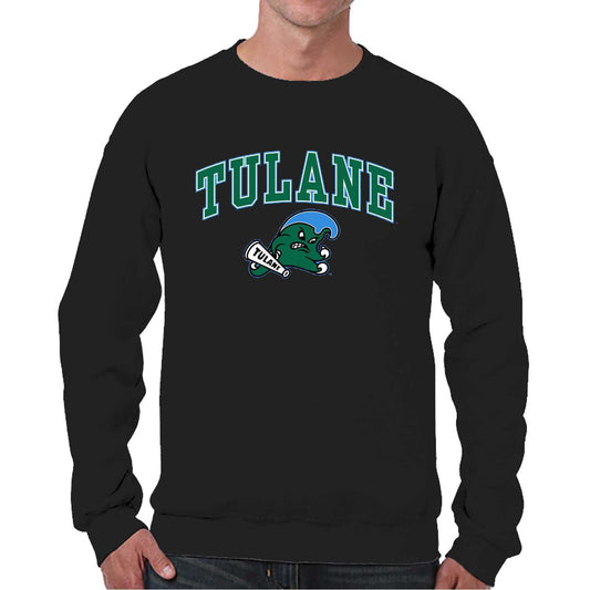 Tulane Green Wave NCAA Fleece Crewneck Sweatshirt for Men and Women - Black