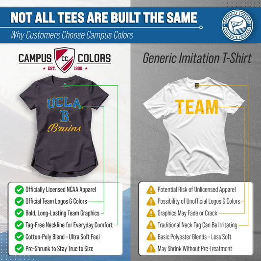 UCLA Bruins Women's NCAA Tailgate T-Shirt Tag-Free Soft Heathered Tee - Black Heather