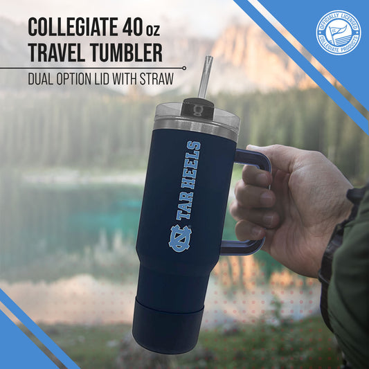 North Carolina Tar Heels UNC Tar Heels 40 oz Insulated Tumbler with Handle and Straw - Navy