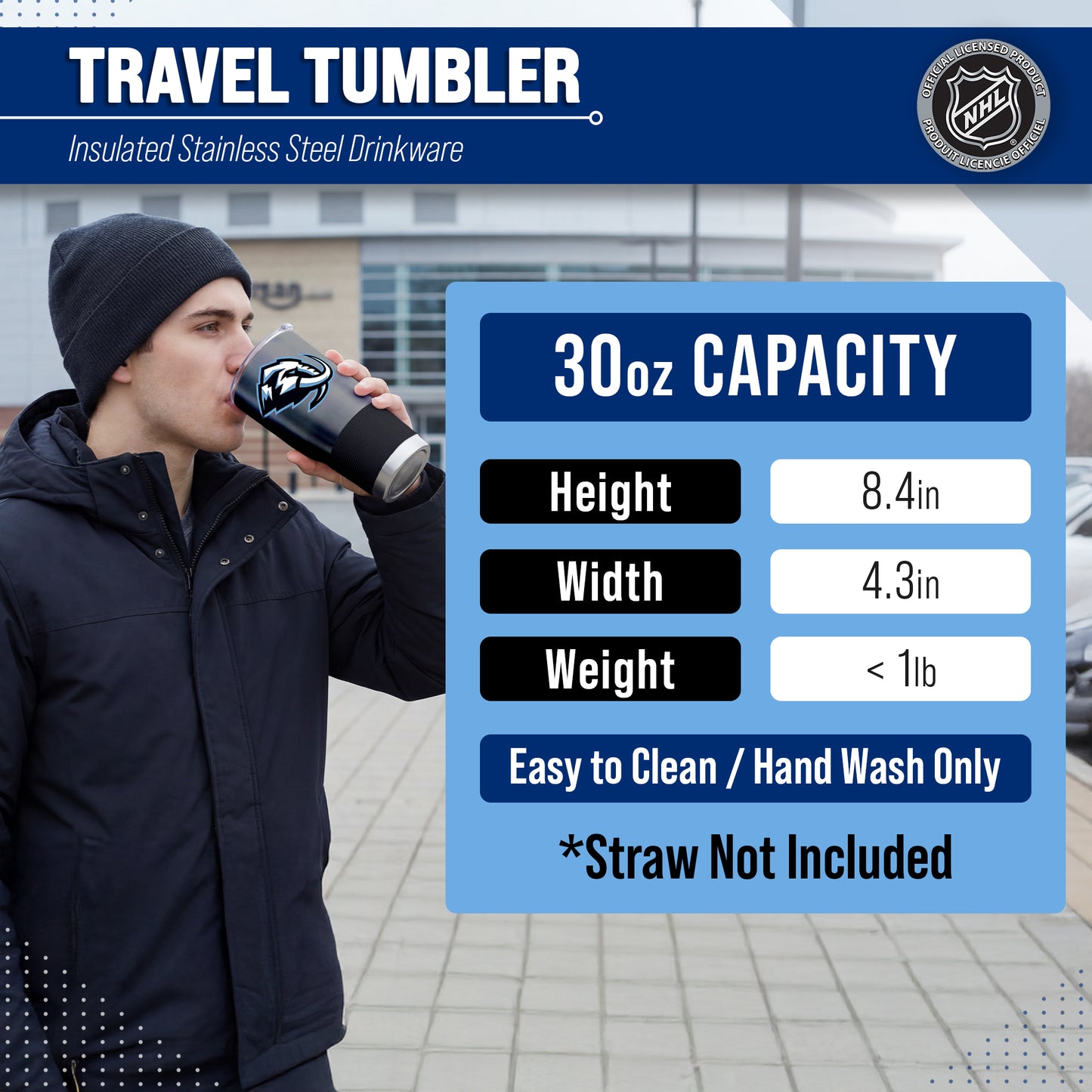 Utah Mammoth NHL Hockey 30oz Stainless Steel Vacuum Insulated Game Day Tumbler with Silicone Grip - Black