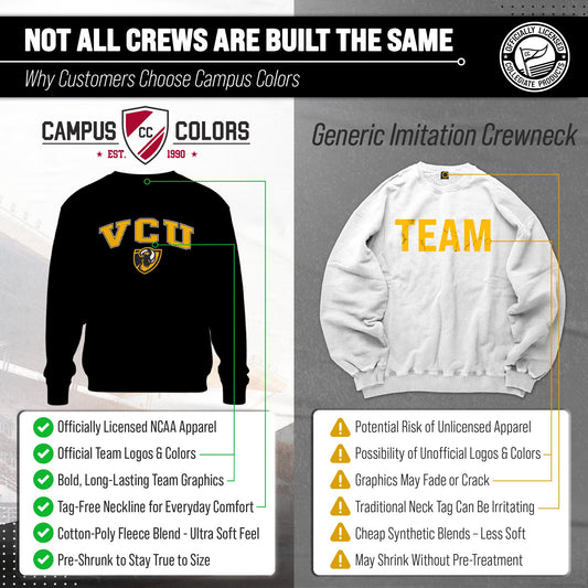 VCU Rams Crewneck Sweatshirt Fleece Pullover Men Women Unisex Adult - Black