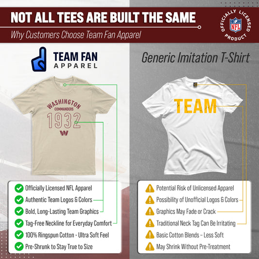 Washington Commanders Big Date Tag-Less T-Shirt - Natural