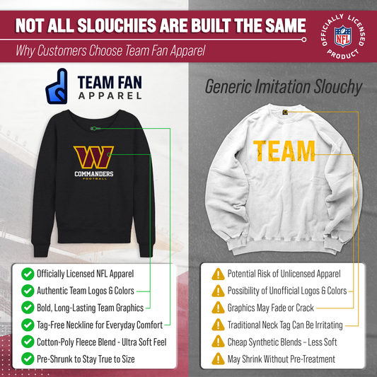 Washington Commanders NFL Womens Ultimate Fan French Terry Slouchy Top- Raglan Sleeves - Charcoal