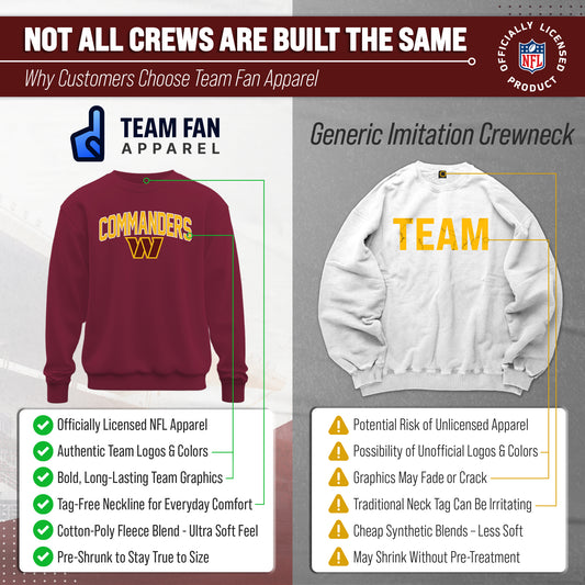 Washington Commanders NFL Home Team Fleece Crewneck Sweatshirt Men Women - Cardinal
