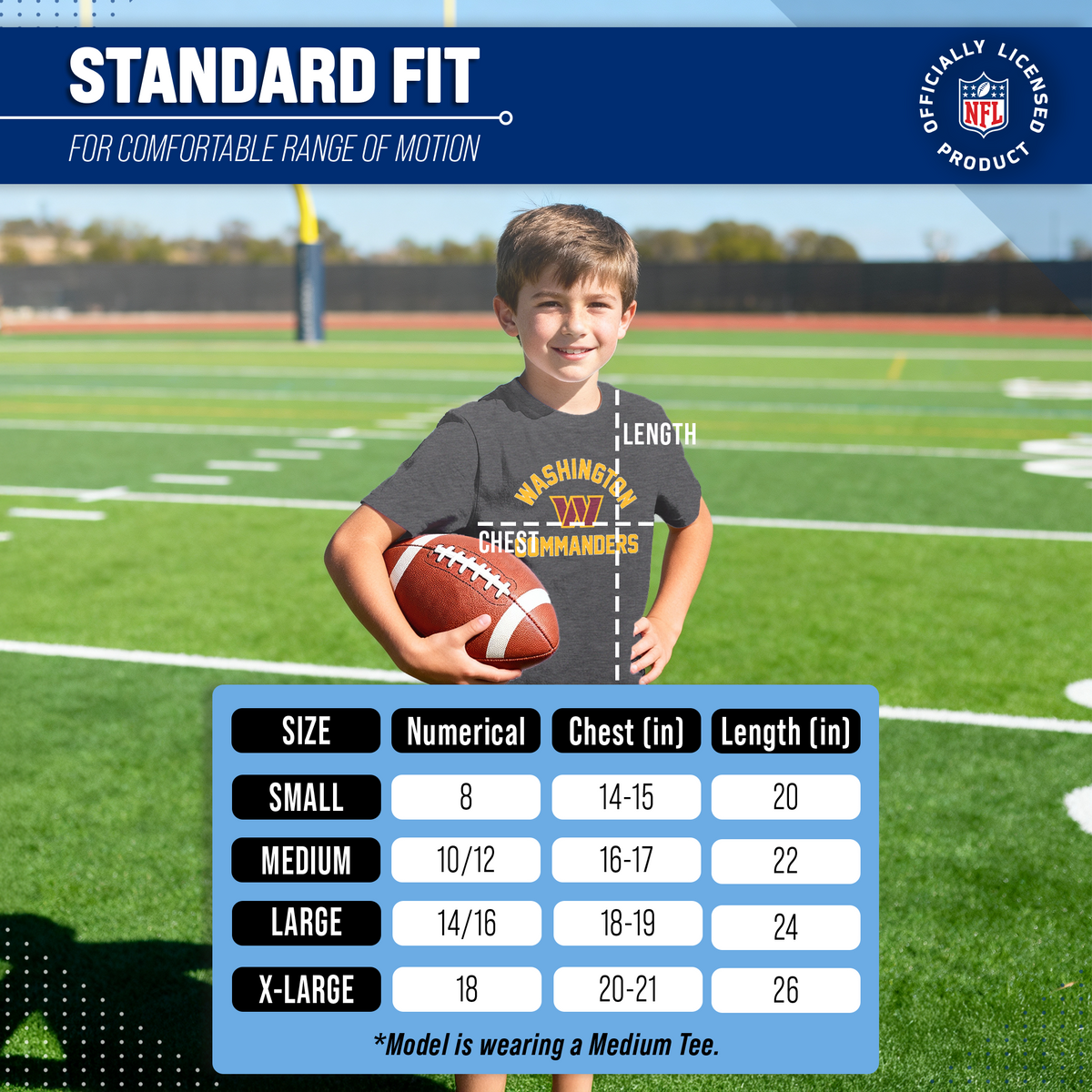 Washington Commanders Youth NFL Football T-Shirt - Charcoal