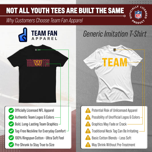Washington Commanders NFL Youth Repeating Logo Football T-Shirt - Black