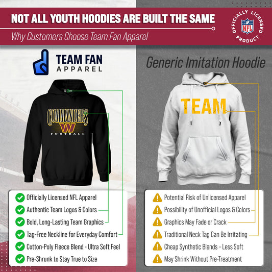 Washington Commanders NFL Youth Overtime Blueprint Fleece Hoodie Sweatshirt - Black