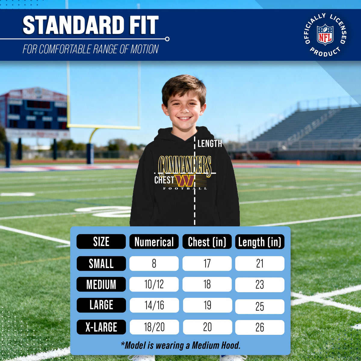 Washington Commanders NFL Youth Overtime Blueprint Fleece Hoodie Sweatshirt - Black