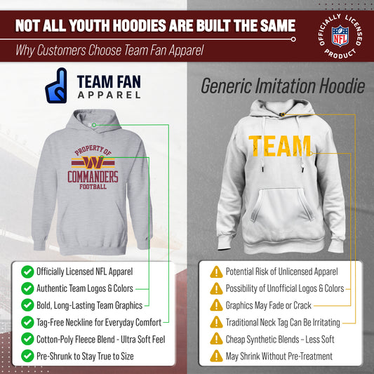 Washington Commanders Youth NFL Property Of Fleece Hoodie - Sport Gray