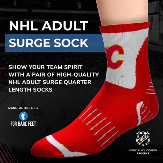 Calgary Flames NHL Adult Surge Team Mascot Mens and Womens Quarter Socks - Red