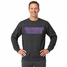 Northwestern Wildcats  NCAA Crewneck Sweatshirt Men Women Fleece Charcoal - Charcoal