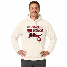 Indiana Hoosiers  NCAA Varsity Club Pennant Hoodie Fleece Men Women - Off White