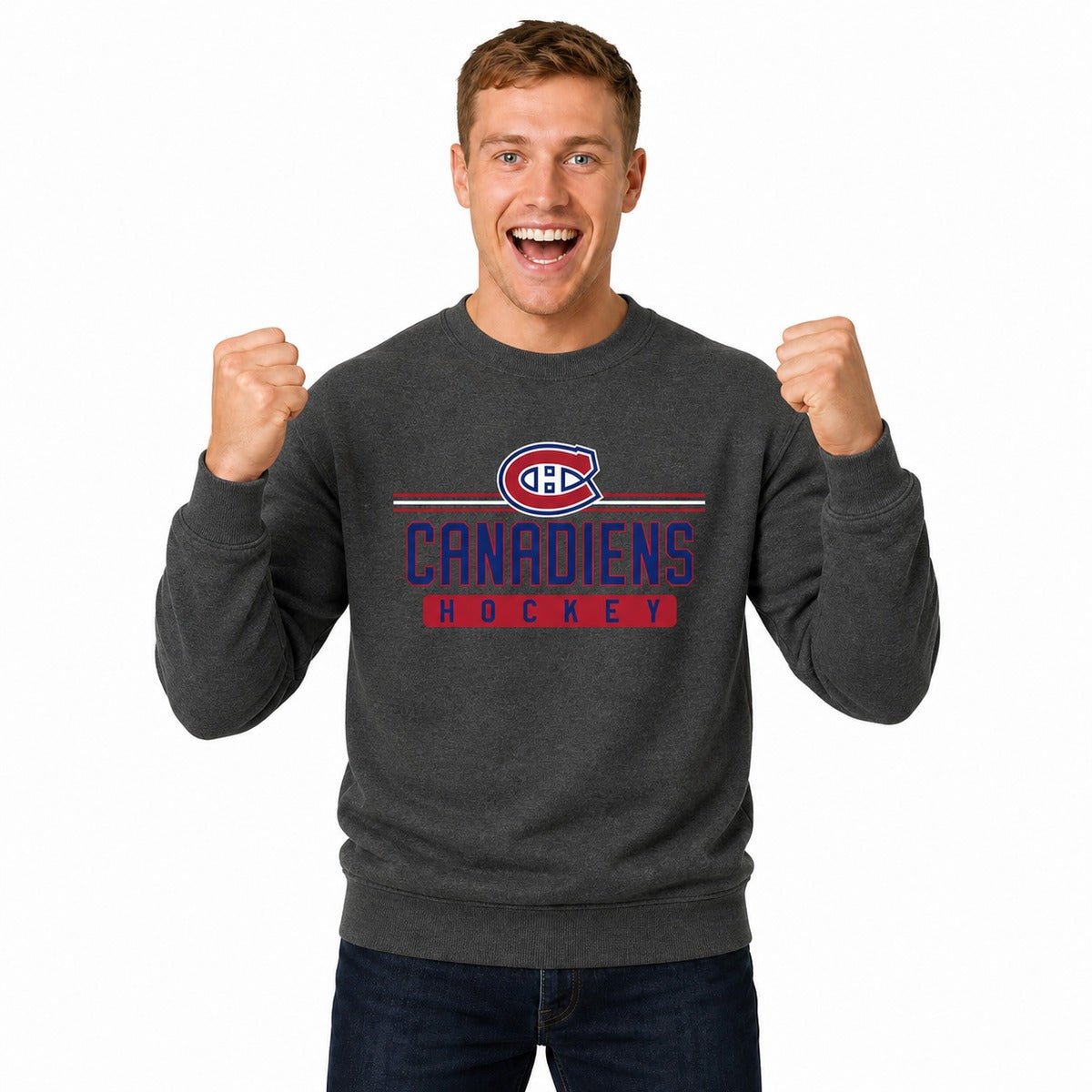 Montreal Canadiens  NHL True Fan Fleece Crewneck Sweatshirt Men Women - Charcoal