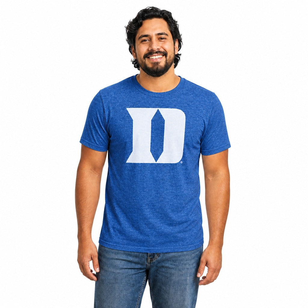 Duke Blue Devils  Heathered Logo NCAA T-Shirt Officially Licensed Unisex - Royal Heather