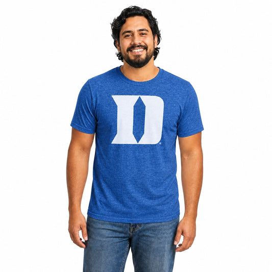 Duke Blue Devils  Heathered Logo NCAA T-Shirt Officially Licensed Unisex - Royal Heather