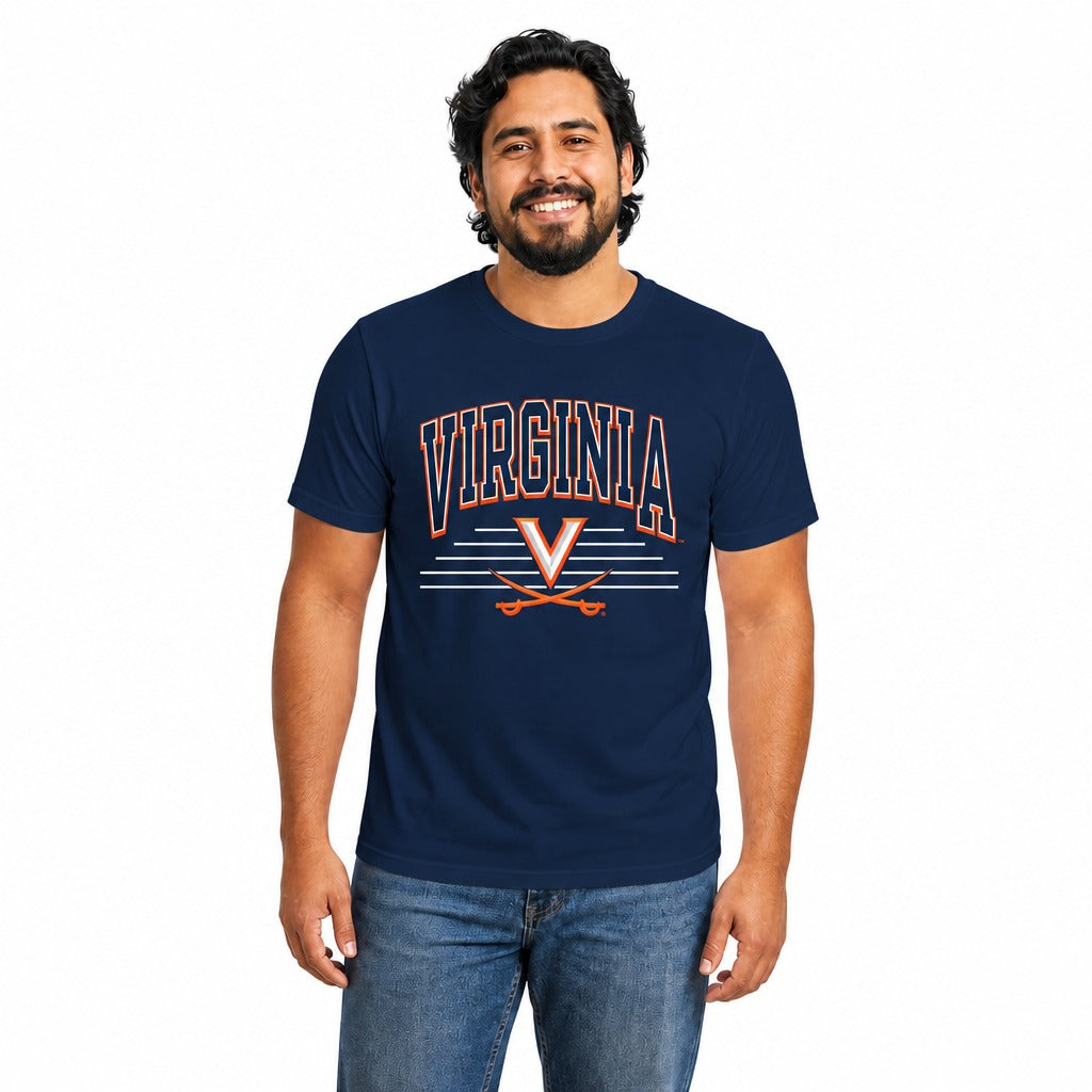 Virginia Cavaliers  Overtime Classics Unisex Cotton T-Shirt Short Sleeve - Navy