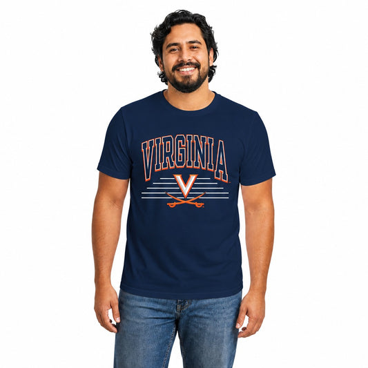 Virginia Cavaliers  Overtime Classics Unisex Cotton T-Shirt Short Sleeve - Navy