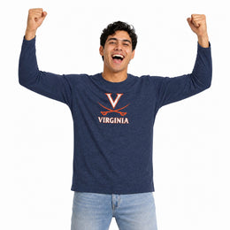Virginia Cavaliers  Logo Long Sleeve Shirt Men Women NCAA Licensed - Navy