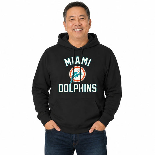 Miami Dolphins  Retro Gameday Fleece Pullover Hoodie Unisex Men Women NFL - Black