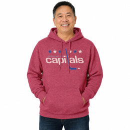 Washington Capitals  Retro Logo Fleece Hoodie Officially Licensed NHL - Red Heather