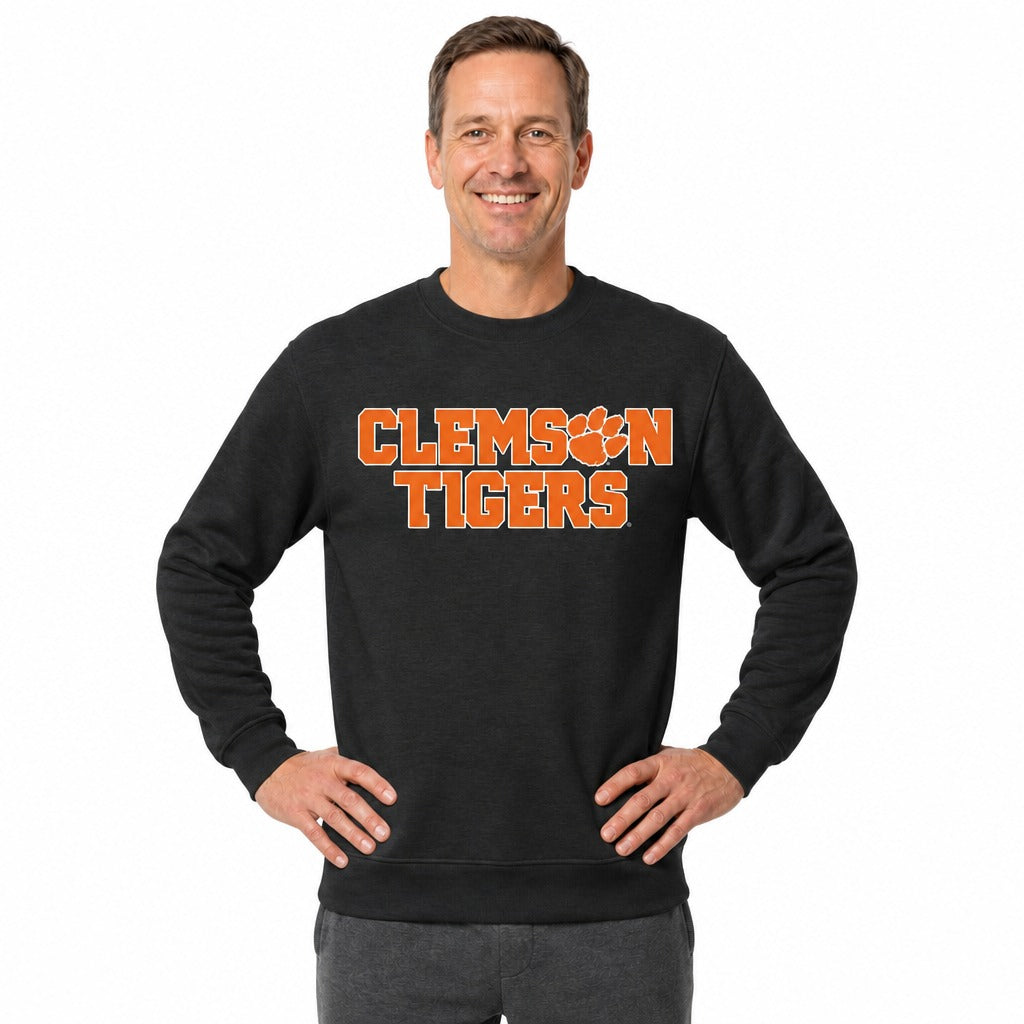 Clemson Tigers  NCAA Crewneck Sweatshirt Men Women Fleece Pullover Charcoal - Charcoal