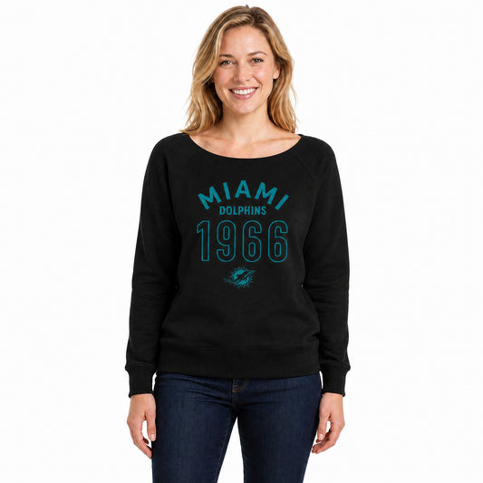 Miami Dolphins  Women's NFL Big Date French Terry Pullover - Black