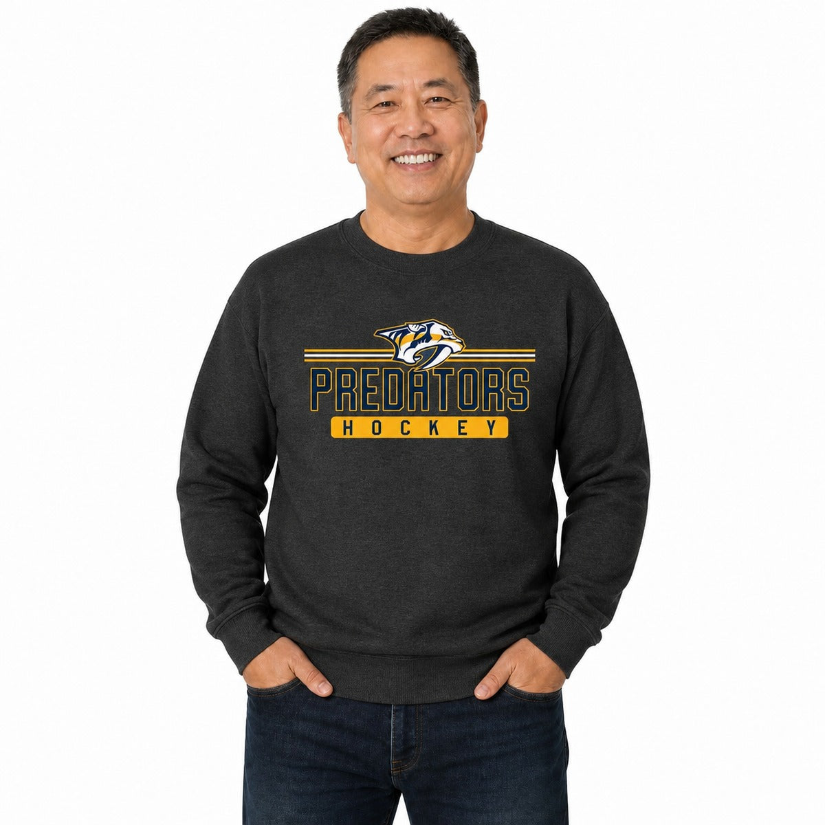 Nashville Predators  NHL True Fan Fleece Crewneck Sweatshirt Men Women - Charcoal