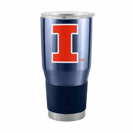 Illinois Fighting Illini NCAA University 30oz Stainless Steel Vacuum Insulated Game Day Tumbler with Silicone Grip - Navy