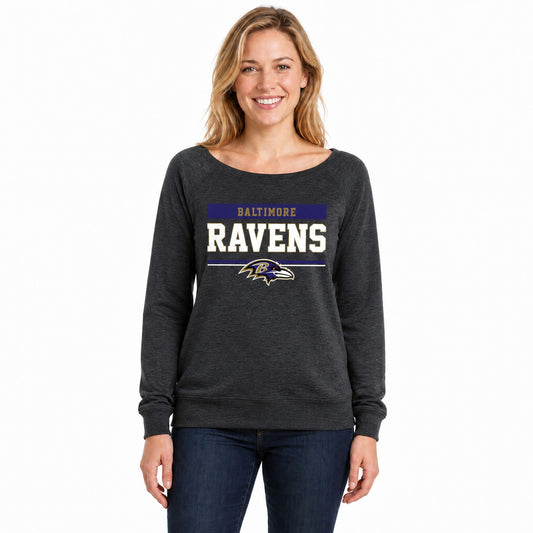 Baltimore Ravens  NFL Women's French Terry Crewneck Sweatshirt - Charcoal