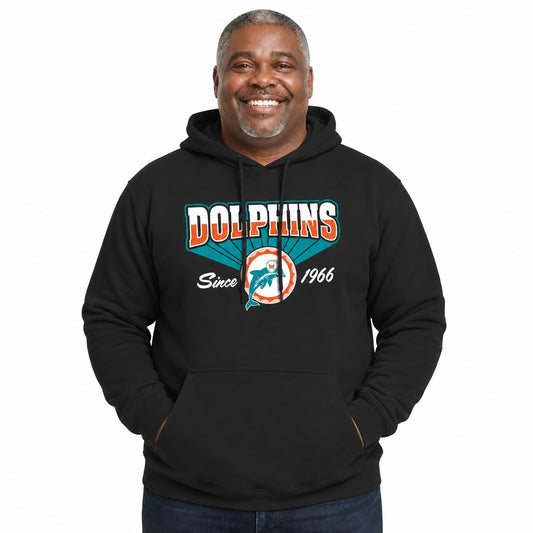 Miami Dolphins  Vintage Block Fleece Pullover Hoodie - Black