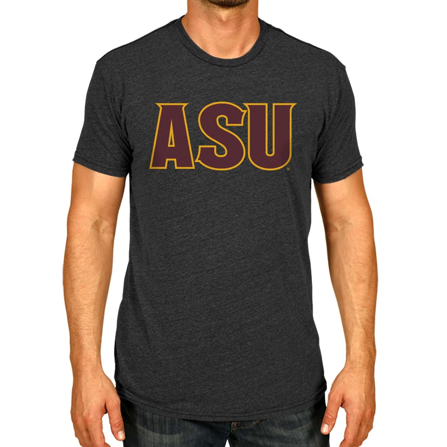 Arizona State Sun Devils Campus Colors NCAA Adult Cotton Blend Charcoal Tagless T-Shirt - Charcoal