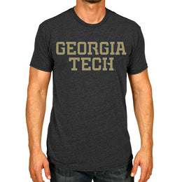 Georgia Tech Yellowjackets Campus Colors NCAA Adult Cotton Blend Charcoal Tagless T-Shirt - Charcoal
