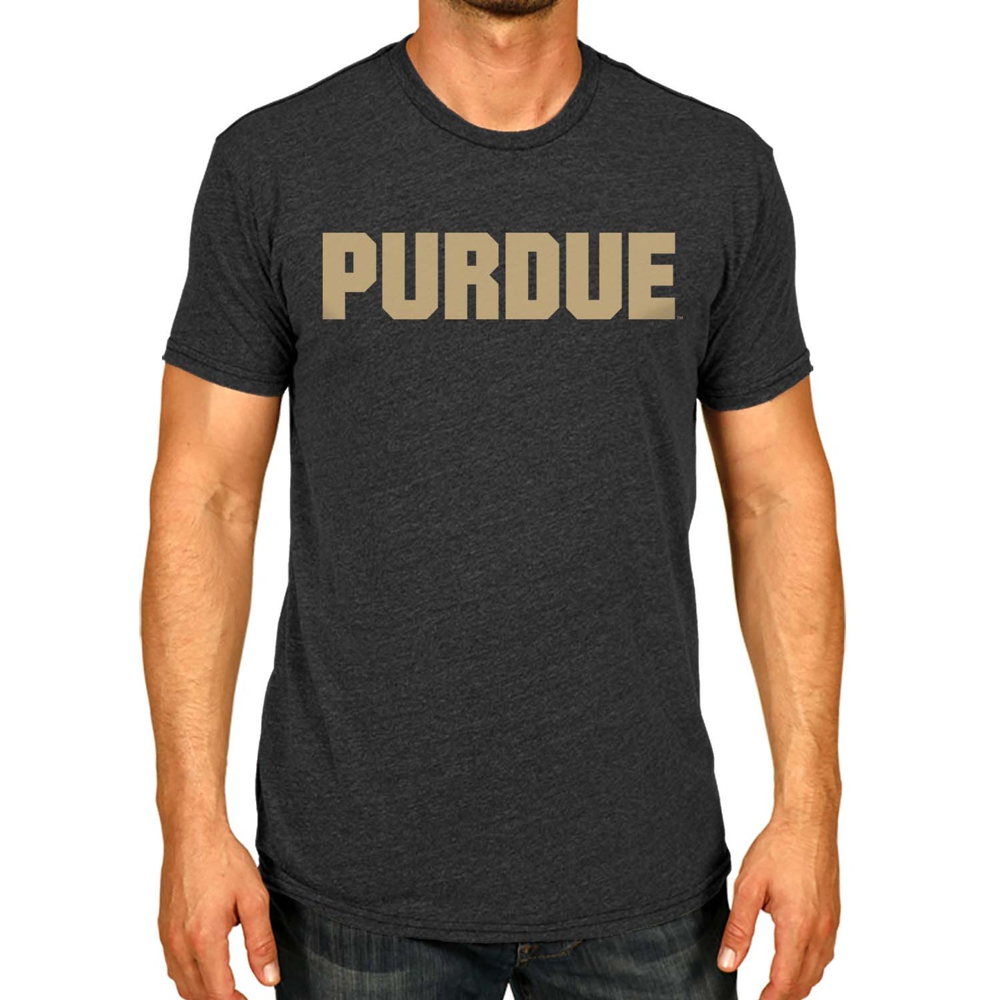 Purdue Boilermakers Campus Colors NCAA Adult Cotton Blend Charcoal Tagless T-Shirt - Charcoal